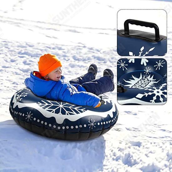 Snow Tube Inflatable Winter Ski Circle Floated Skiing Board PVC With Handle Durable Outdoor Snow Tube Skiing Accessories For Winter Fun Youngsters Adults