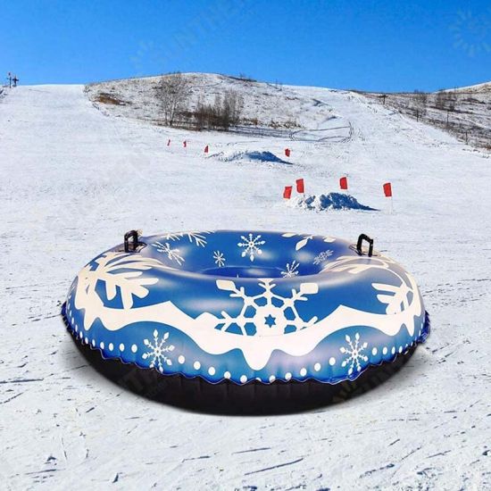 Snow Tube Inflatable Winter Ski Circle Floated Skiing Board PVC With Handle Durable Outdoor Snow Tube Skiing Accessories For Winter Fun Youngsters Adults