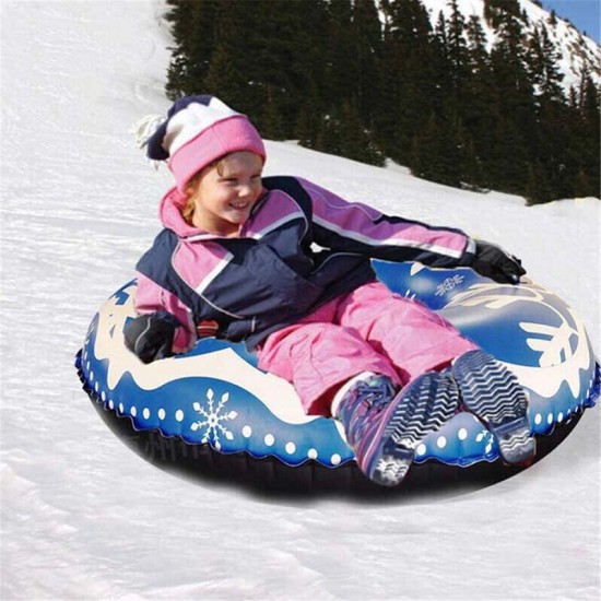 Snow Tube Inflatable Winter Ski Circle Floated Skiing Board PVC With Handle Durable Outdoor Snow Tube Skiing Accessories For Winter Fun Youngsters Adults