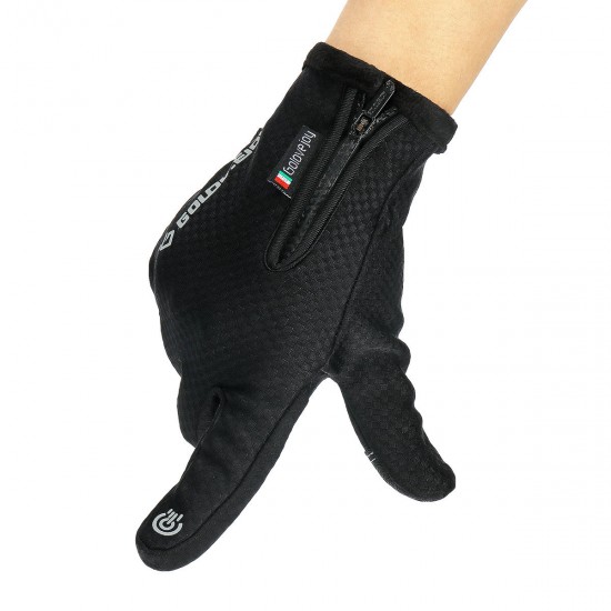Windstopers Skiing Gloves Anti Slip Touchscreen Breathable Water Repellent Zipper Warm Glove