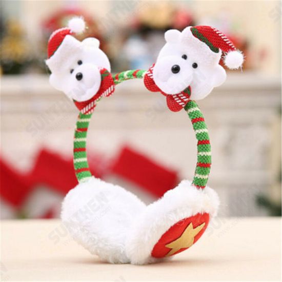 Woman Girl Winter Warm Novelty Santa Claus Elk Snowman Bear Christmas Earmuffs