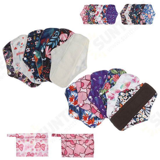 7 Pcs Soft Washable Menstrual Menst Panty Pad Bag Regular Flow Organic Reusable