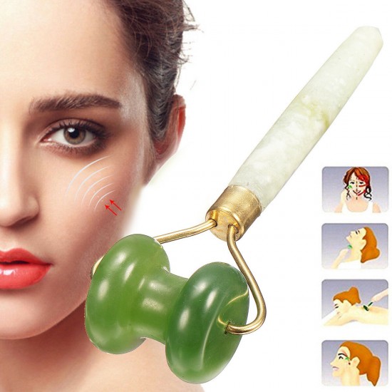 Beauty Green Natural Healthy Body Head Neck Foot Jade Massage Roller Facial Massager