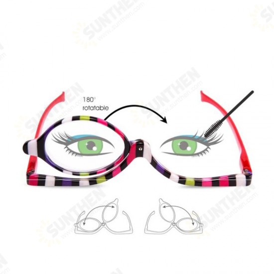 Colorful Magnifying Makeup Glasses Eye Spectacles Reading Glasses Flip Down Lens Folding for Women Cosmetic Make Up