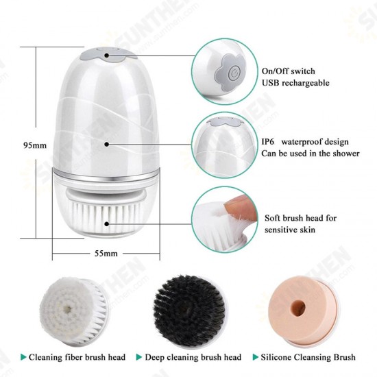 Facial Cleansing Brush Mini Electric Facial Brush Exfoliating Blackhead Removal Waterproof 3 in 1 Face Brush Skin Care Facial Cleansing Brush Mini Electric Facial Brush Exfoliating Blackhead Removal Waterproof 3 in 1 Face Brush Skin Care