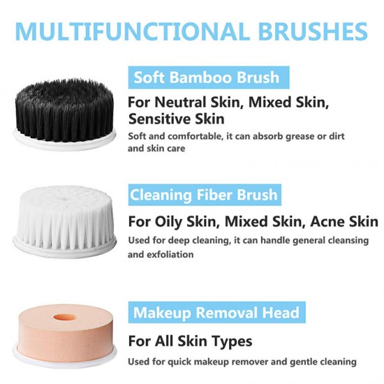 Facial Cleansing Brush Mini Electric Facial Brush Exfoliating Blackhead Removal Waterproof 3 in 1 Face Brush Skin Care
