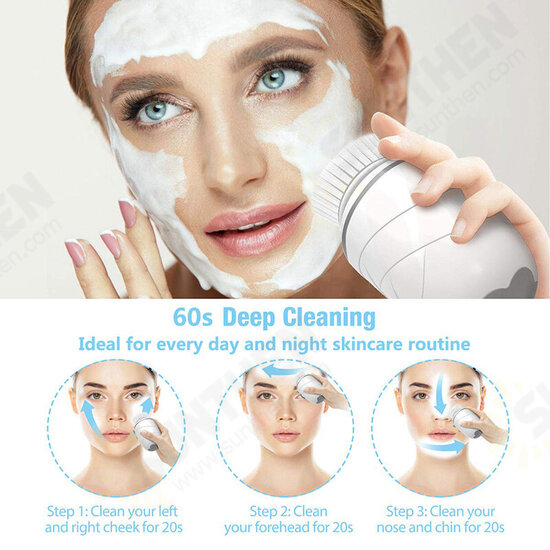 Facial Cleansing Brush Mini Electric Facial Brush Exfoliating Blackhead Removal Waterproof 3 in 1 Face Brush Skin Care