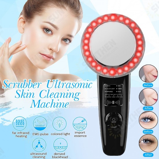 Ultrasonic Slimming Machine 6 in 1 Screen Display Negative Ion Massager Ultrasonic Fat Burning EMS Skin Rejuvenation Far Infrared Heating Vibration Massage Negative Ion Deoiling