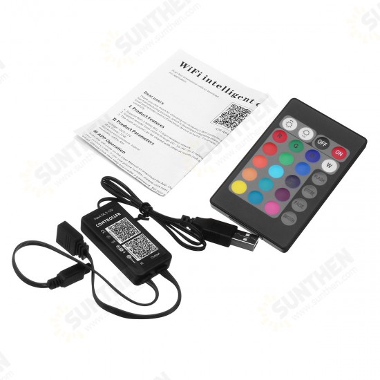 DC5-12V 72W Mini Smart WiFi Remote Controller Work With Alexa Google Home For RGB LED Strip Light