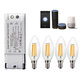 4PCS AC220V E14 4W Dimmable COB LED Candle Light Bulb + Smart WiFi Dimmer Light Switch Work With Amazon Alexa