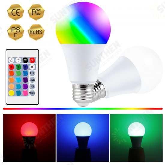 AC-85-265V E27 LED RGBW Light Bulb with Remote Control 4 Dynamic Lighting Modes