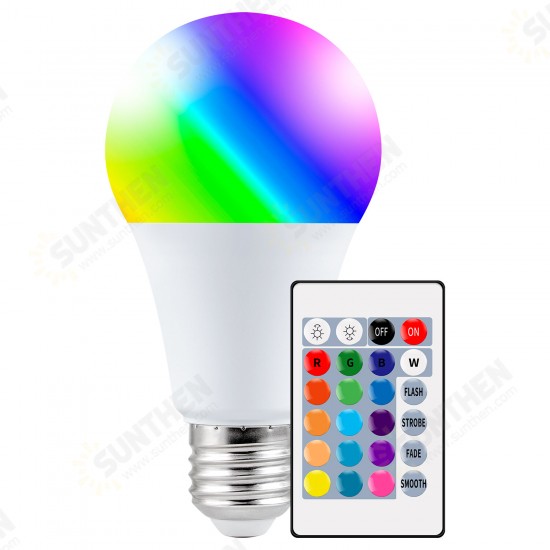 AC-85-265V E27 LED RGBW Light Bulb with Remote Control 4 Dynamic Lighting Modes