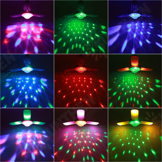 E27 LED Deformable Ceiling Fan Light RGB bluetooth Music Speaker Lamp with Remote