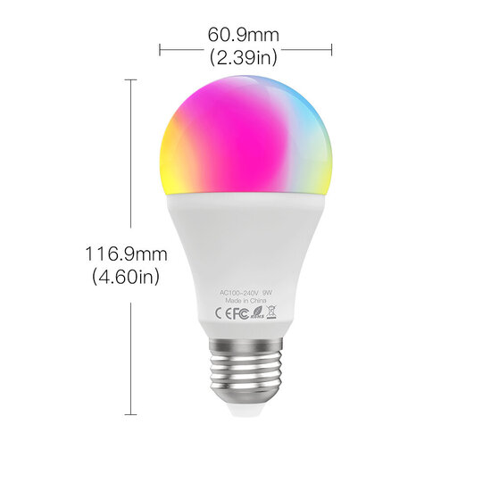 9W E27 WiFi Smart LED Bulb RGB C+W Dimmable Smart Life Tuya APP Lamp Work with AC110V/220V