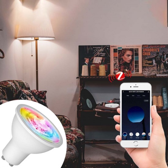 GU10 Smart LED Bulbs RGB Multicolor Dimmable Bulbs Support Remote Control Voice Control Timing Compatible With Alexa &Google Home