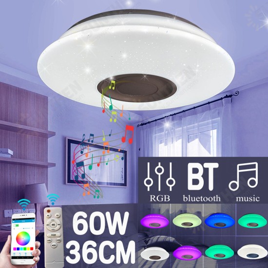 110-220V 60W LED Music Ceiling Light RGB Bluetooth Remote Control Smart Lamp