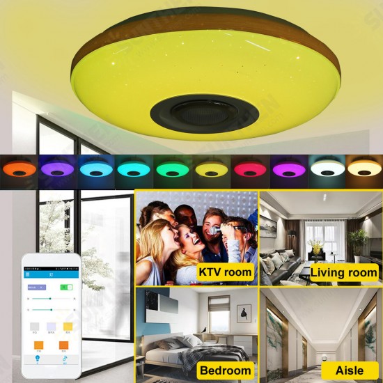 120W LED Ceiling Lamp Bluetooth Music Speaker Dimmable RGB Light Remote Control