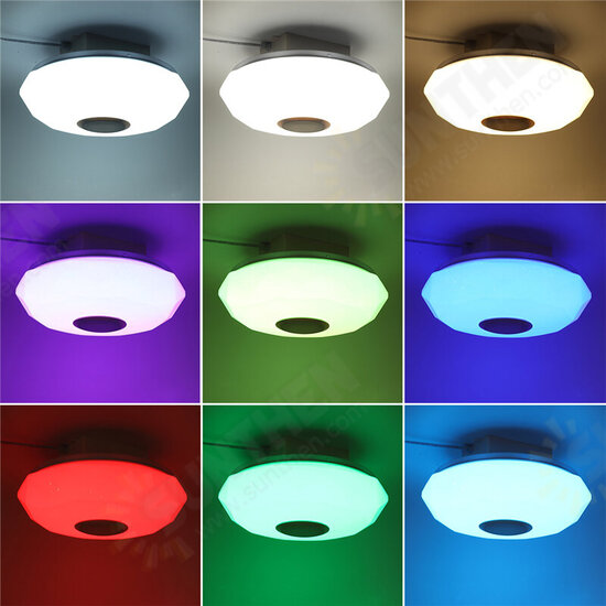 220V LED RGB Ceiling Light 3000-6500K Dimmable Acrylic Music Lamp bluetooth Remote Control