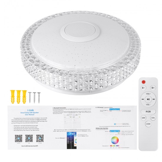 220V RGB LED Music Ceiling Lamp Dimmable bluetooth APP+Remote Control Kitchen Bedroom