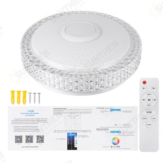 220V RGB LED Music Ceiling Lamp Dimmable bluetooth APP+Remote Control Kitchen Bedroom