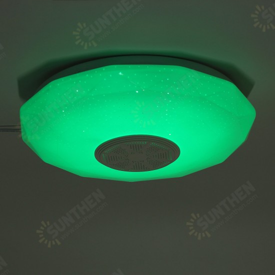 30cm Diameter Bluetooth LED Ceiling Light RGB Music Speaker Dimmable Lamp Remote Room Diamond Models