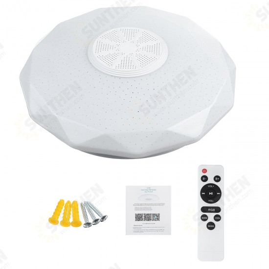 30cm Diameter Bluetooth LED Ceiling Light RGB Music Speaker Dimmable Lamp Remote Room Diamond Models