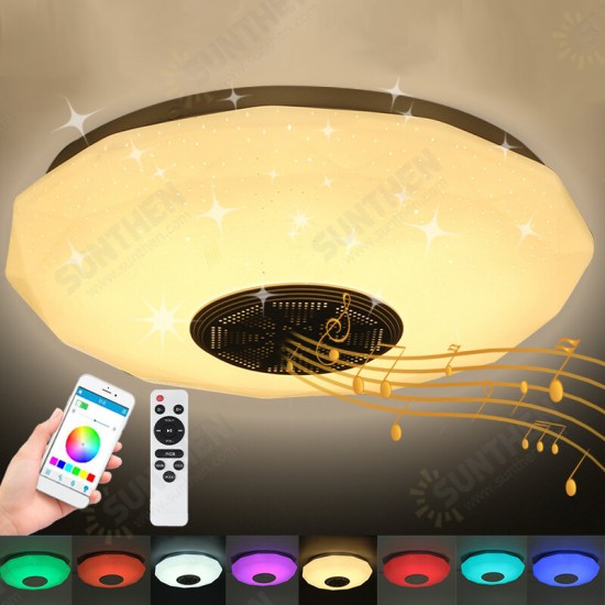 30cm Diameter Bluetooth LED Ceiling Light RGB Music Speaker Dimmable Lamp Remote Room Diamond Models