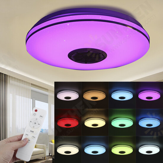 34cm bluetooth WIFI APP LED Ceiling Light RGB Music Speaker Dimmable Bedroom Lamp + Remote Control 110-245V