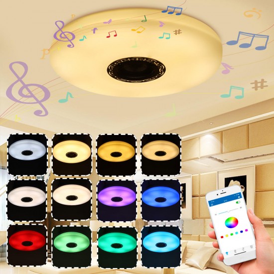 36W 60W Modern LED Music Ceiling Light bluetooth Speaker Multi Color Bedroom Lamp AC220V