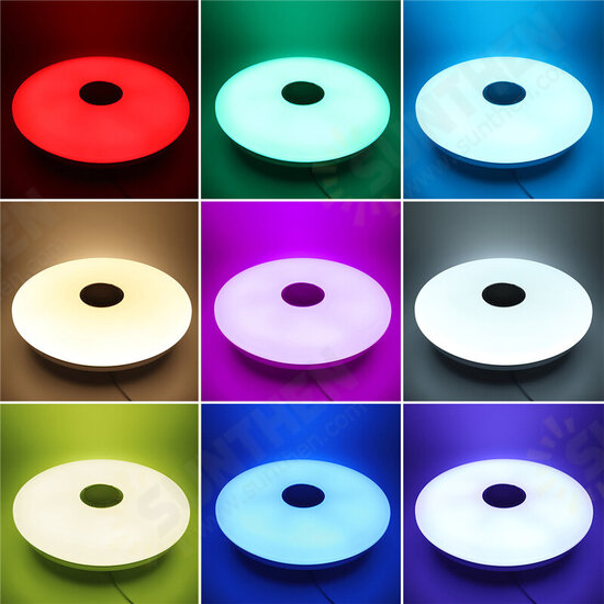 36W 85-265V LED RGB Music Smart Ceiling Lamp APP+Remote Control Works w/ Google Home/Alexa