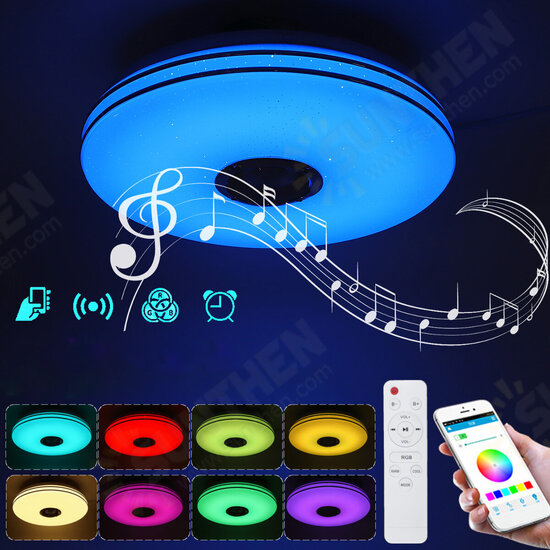 36W/60W 33CM Modern LED Music Ceiling Light RGB bluetooth Speaker Down Lamp APP+Remote Control 110-220V