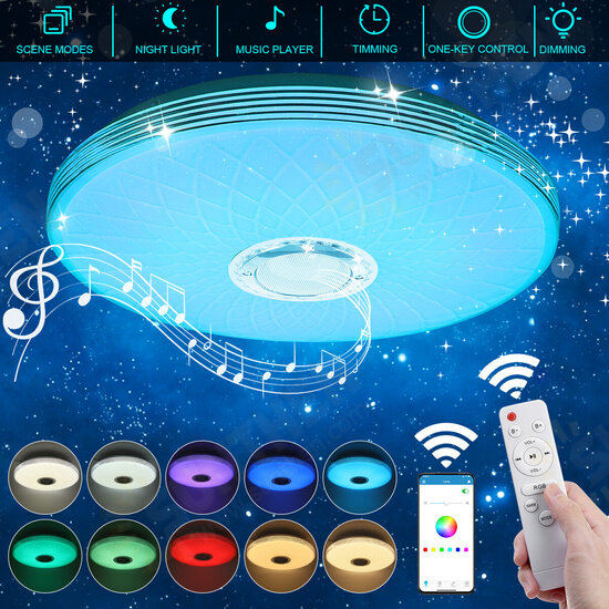 40cm 36W LED RGB Music Ceiling Lamp bluetooth APP/Remote Control Kitchen Bedroom Bathroom