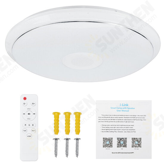 50cm AC85-265V LED RGB Music Ceiling Lamp APP+Remote Control Smart Ceiling Light Works w/ Google Home Alexa