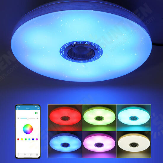 60W Dimmable LED RGBW bluetooth Music Speaker Ceiling Light APP Remote Bedroom