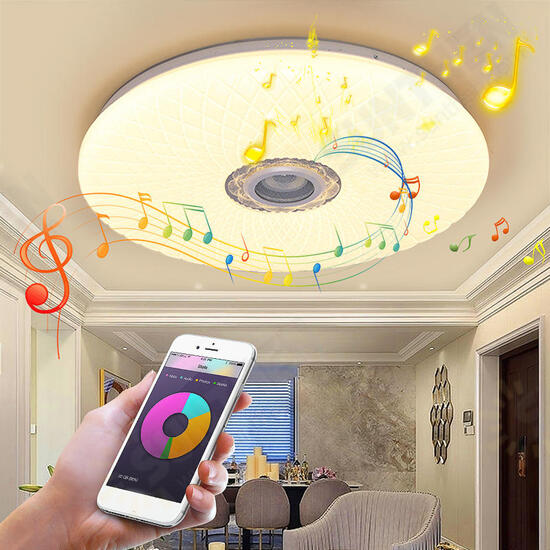 60W Smart LED Ceiling Light RGB bluetooth Music Speaker Dimmable Lamp APP Remote