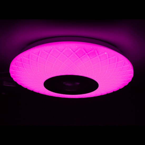 72W RGB Music Coloured LED Ceiling Light Dimmable Lamp bluetooth + APP Control AC180V~265V