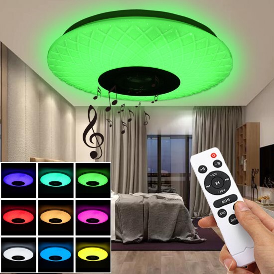 72W RGB Music Coloured LED Ceiling Light Dimmable Lamp bluetooth + APP Control AC180V~265V