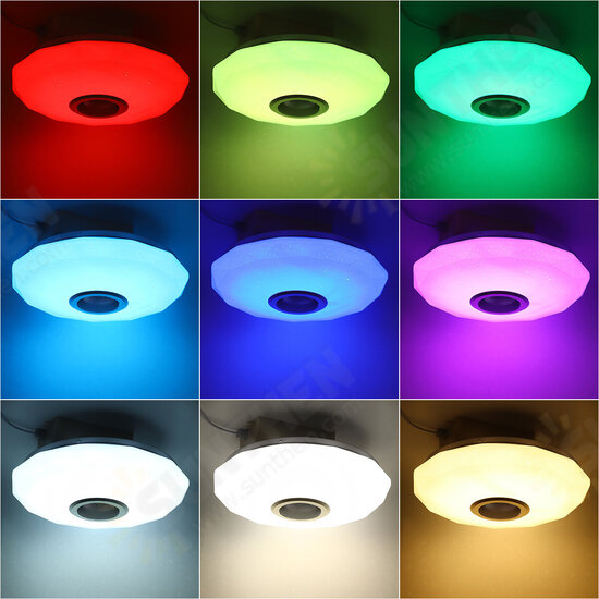 AC180-265V Modern RGBW LED Ceiling Light bluetooth App Music Speaker Lamp + Remote Control