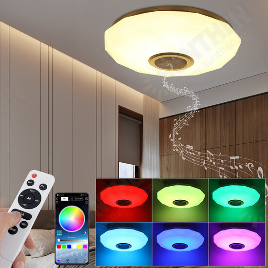 AC180-265V Modern RGBW LED Ceiling Light bluetooth App Music Speaker Lamp + Remote Control