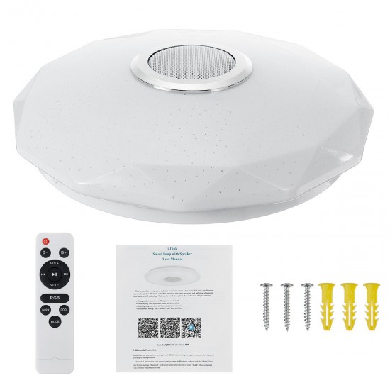 AC180-265V Modern RGBW LED Ceiling Light bluetooth App Music Speaker Lamp + Remote Control