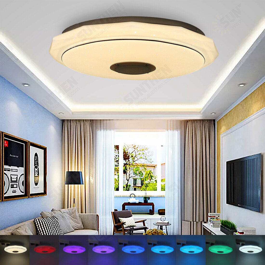 Bluetooth WIFI LED Ceiling Light 256 RGB Music Speeker Dimmable Lamp ...