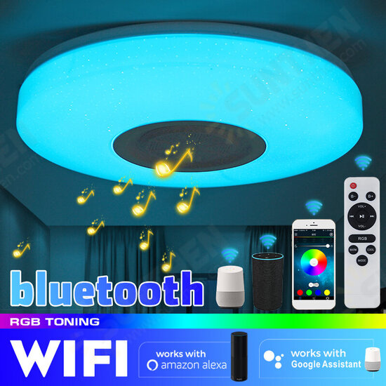 Bluetooth WIFI LED Ceiling Light RGB Music Speaker Dimmable Lamp APP Remote Room