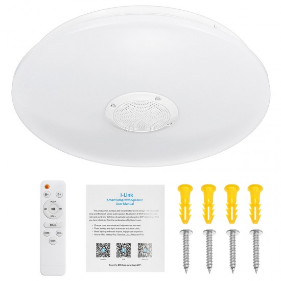 Dimmable 36W 220V LED Smart Ceiling Light Ceiling Lamp Bluetooth Speaker APP Remote