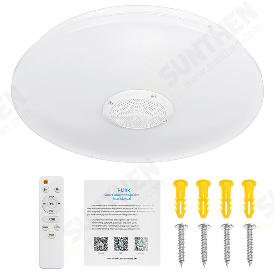 Dimmable 36W 220V LED Smart Ceiling Light Ceiling Lamp Bluetooth Speaker APP Remote