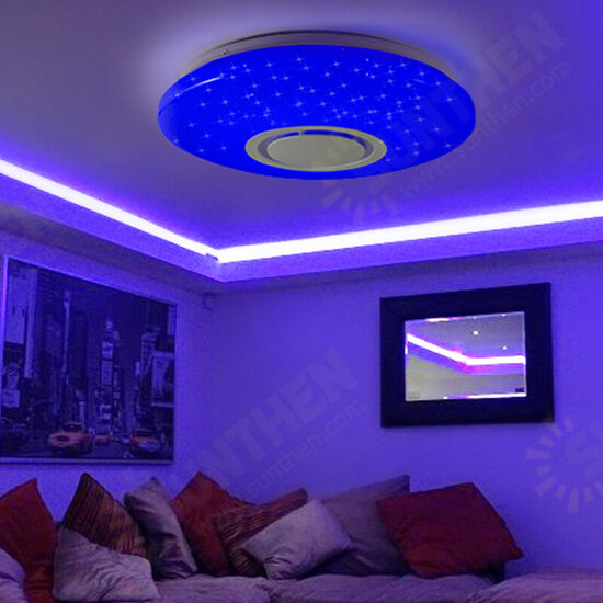 Dimmable LED RGBW Ceiling Light bluetooth Music Speaker Lamp APP Remote Control