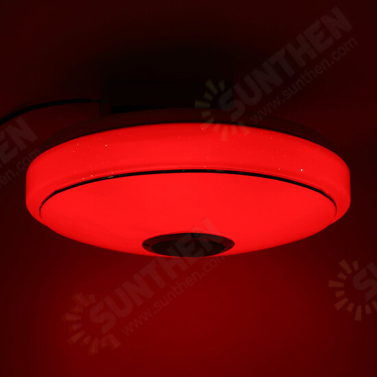 Dimmable RGBW LED Music Ceiling Lights with Bluetooth Speaker Cellphone APP Control Color Changing LED Flush Mount Down Light Fixture AC220V/110~220V