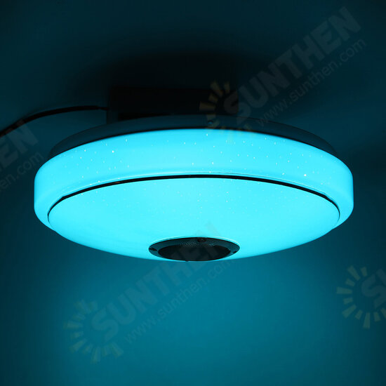 Dimmable RGBW LED Music Ceiling Lights with Bluetooth Speaker Cellphone APP Control Color Changing LED Flush Mount Down Light Fixture AC220V/110~220V