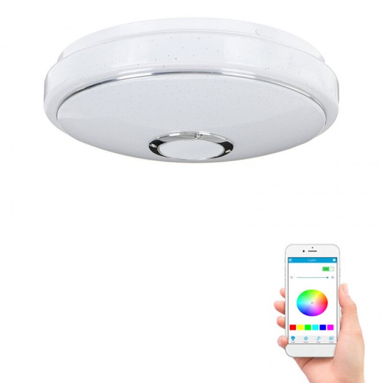 Dimmable RGBW LED Music Ceiling Lights with Bluetooth Speaker Cellphone APP Control Color Changing LED Flush Mount Down Light Fixture AC220V/110~220V