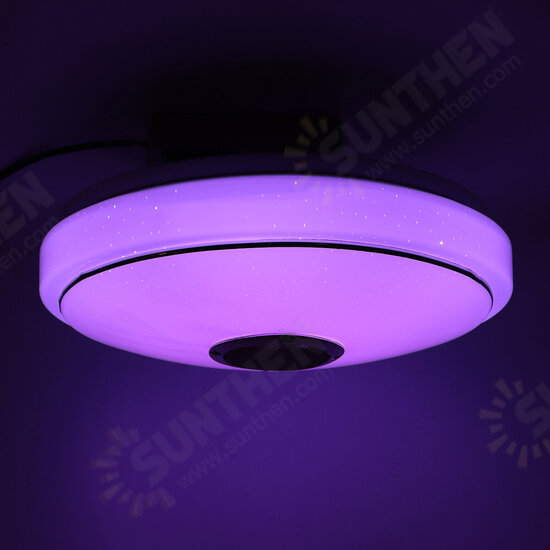 Dimmable RGBW LED Music Ceiling Lights with Bluetooth Speaker Cellphone APP Control Color Changing LED Flush Mount Down Light Fixture AC220V/110~220V