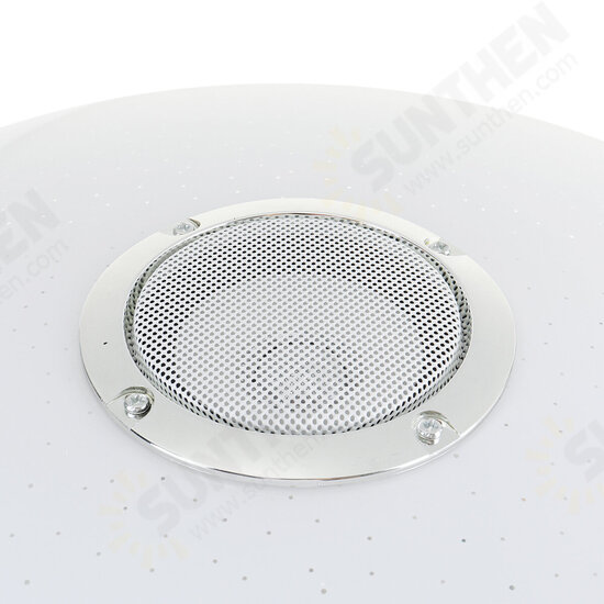 Dimmable RGBW LED Music Ceiling Lights with Bluetooth Speaker Cellphone APP Control Color Changing LED Flush Mount Down Light Fixture AC220V/110~220V